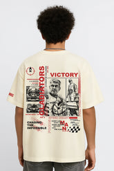 Drive Beyond Limits Oversized T-shirt Cream | BHUNKS Originals